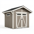 Abri de jardin 240 x 180 x 220 cm en bois gris taupe avec double porte style chalet