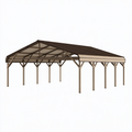 Abri voiture 600 x 300 x 280 cm en acier marron à toit double pente pour extérieur