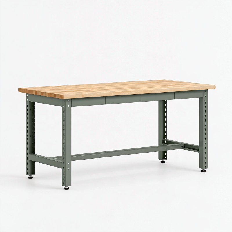 Établi 152 x 61 x 91 cm en bois et acier vert avec structure réglable