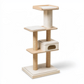 Arbre à chat 55 x 55 x 145 cm en bois beige avec poteaux en sisal et niche à plusieurs niveaux