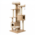 Arbre à chat 60 x 50 x 170 cm en bois beige avec plateformes griffoirs et niches