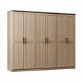 Armoire 6 portes 300 x 60 x 220 cm décor bois chêne rangement style contemporain