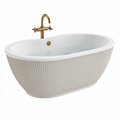 Baignoire îlot 170 cm blanc en composite minéral rainuré style contemporain