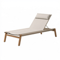 Bain de soleil 200 x 70 cm en bois et textile beige dossier réglable