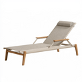 Bain de soleil 200 cm en aluminium et bois beige dossier inclinable