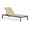 Bain de soleil 200 x 70 cm en métal et textile beige anthracite dossier réglable