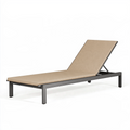 Bain de soleil 200 x 65 cm en métal beige et anthracite - dossier inclinable pour extérieur